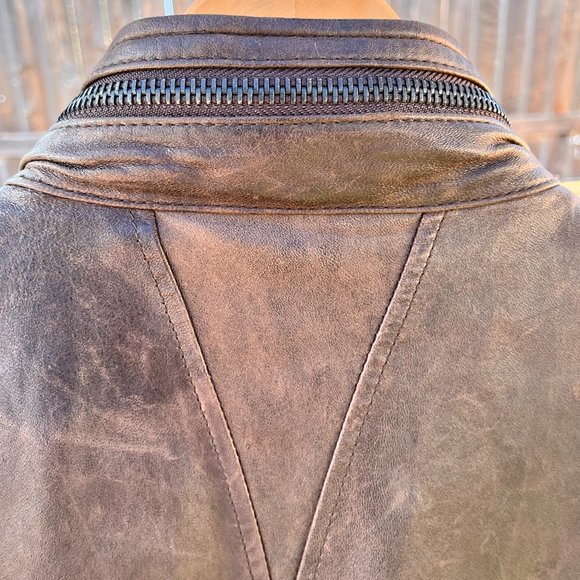 Full Circle Men's Brown Leather Jacket Size L - Picture 6 of 8